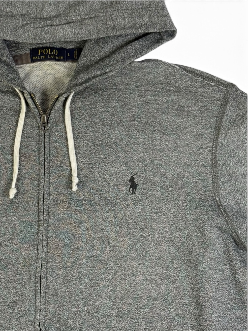 Polo Ralph Lauren 100% Cotton Full Zip Hoodie Heather Gray Men’s L - Picture 7 of 12